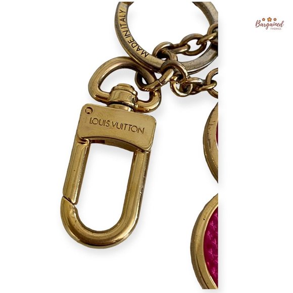 Authentic LOUIS VUITTON Pink Green Flash Flower Single V Key Holder Bag Charm - Picture 3 of 6